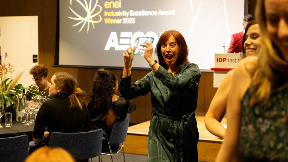 AECOM representatives accepting their award at the enei ceremony