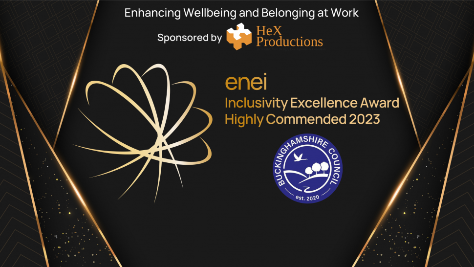 Awards template announcing Bucks Council as highly commended in its category
